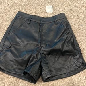 Free people high rise leather shorts